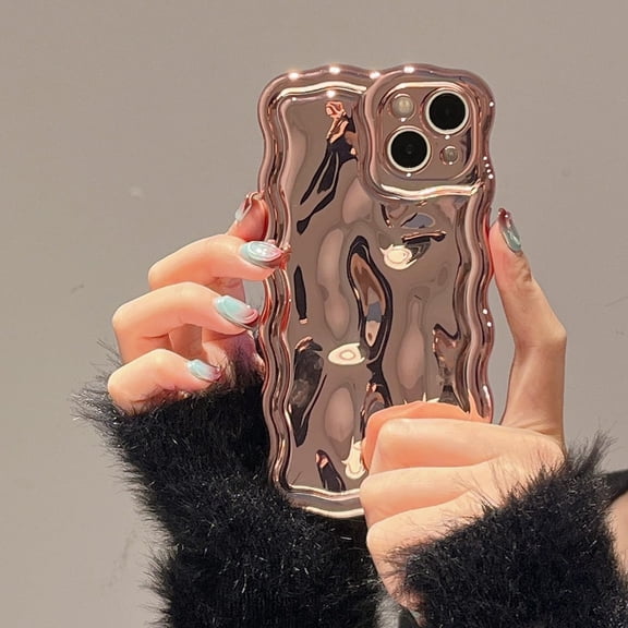 REQO Case for iPhone 13,3D Meteorite Bubble Pattern Electroplate Plating Glitter Curly Wavy Frame Glossy Case,Soft TPU Shockproof for iPhone 13 6.1 Inch