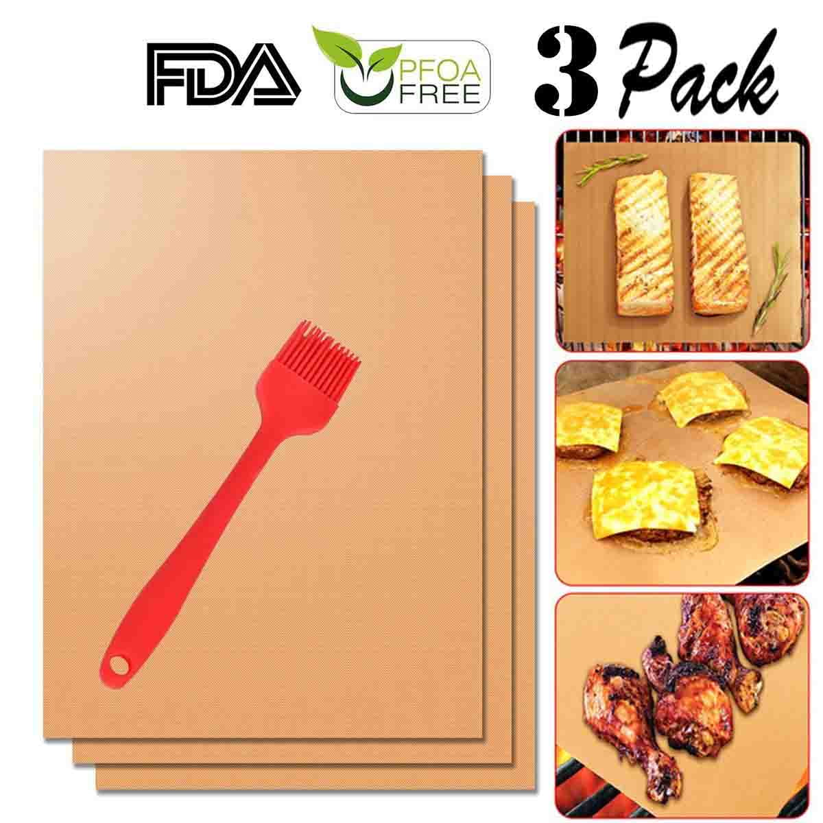 Copper Grill Mat for Gas Grills and Bake Mats Set of 3 Nonstick BBQ