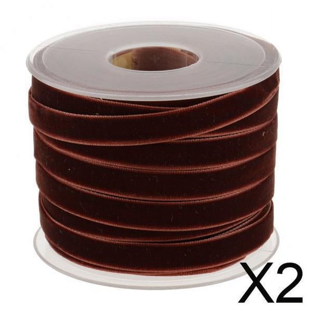 Rollo De Cinta De Terciopelo De 2 X 20 Yardas Y 10 Mm De Ancho Para Manualidades Café