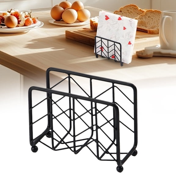 Napkin Holder for Table, Napkin Standing Holder, Black Metal Paper Napkin Holders, Counter Top Napkin Holder, Napkins Hoder Dispenser for Kitchen Countertops Indoor Outdoor Use, 4.72X2.2X3.74inch