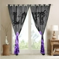 thumbnail image 4 of Lavender Rose Window Curtains 52"Wx63"L Purple Black Grey Flower Curtains Women Couple Romantic Floral Window Curtains Retro Farmhouse Window Treatments 2 Panels For Bedroom Living Room, 4 of 6