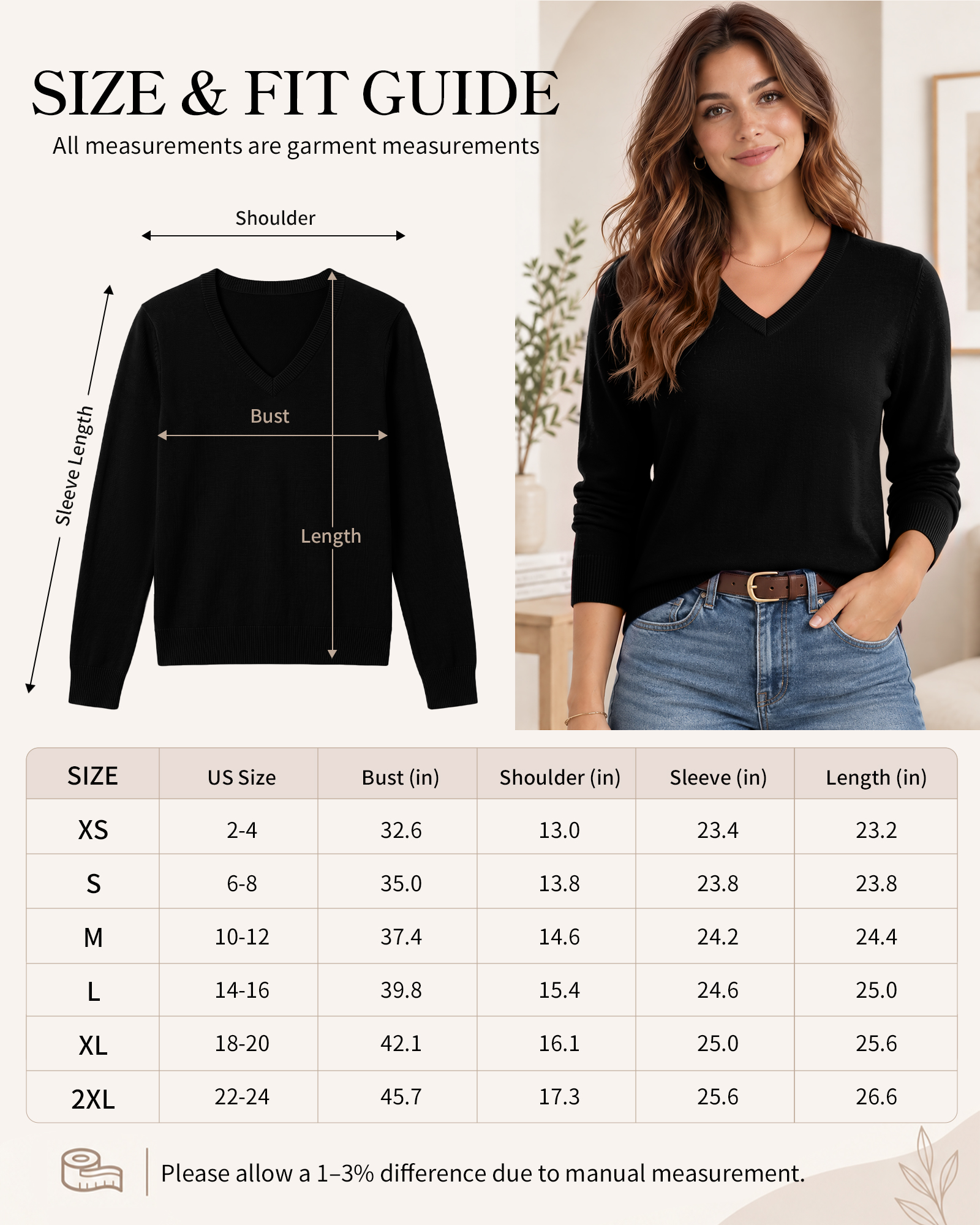 Qualfort Women's 100% Cotton V-Neck Pullover Sweater photo 6