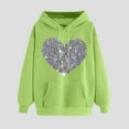 thumbnail image 2 of ZyeKqe Hoodies for Women Fleece Lined Heart Printed Hooded Sweatshirt Solid Color Comfy Loose Fitted Pullover Tops, 2 of 5