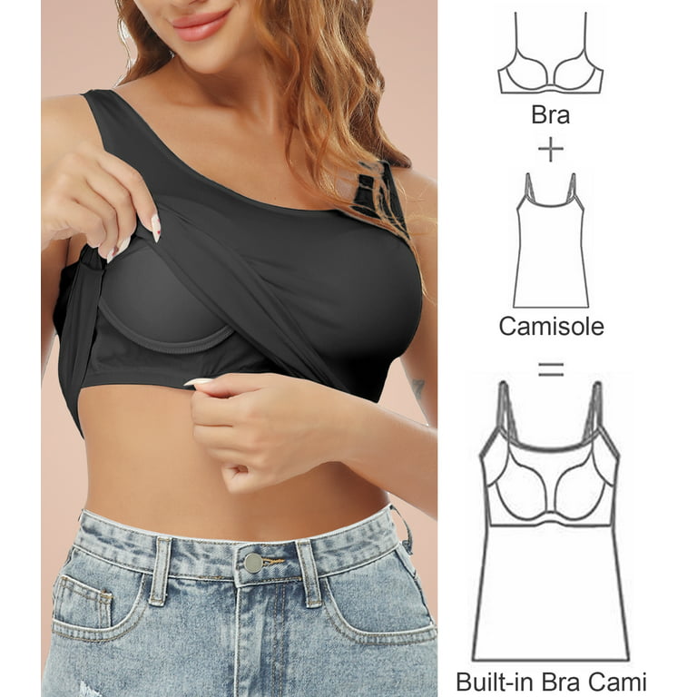 Shapeviva Tank Tops With Built-in Bra for Women Cami Undershirts, XL