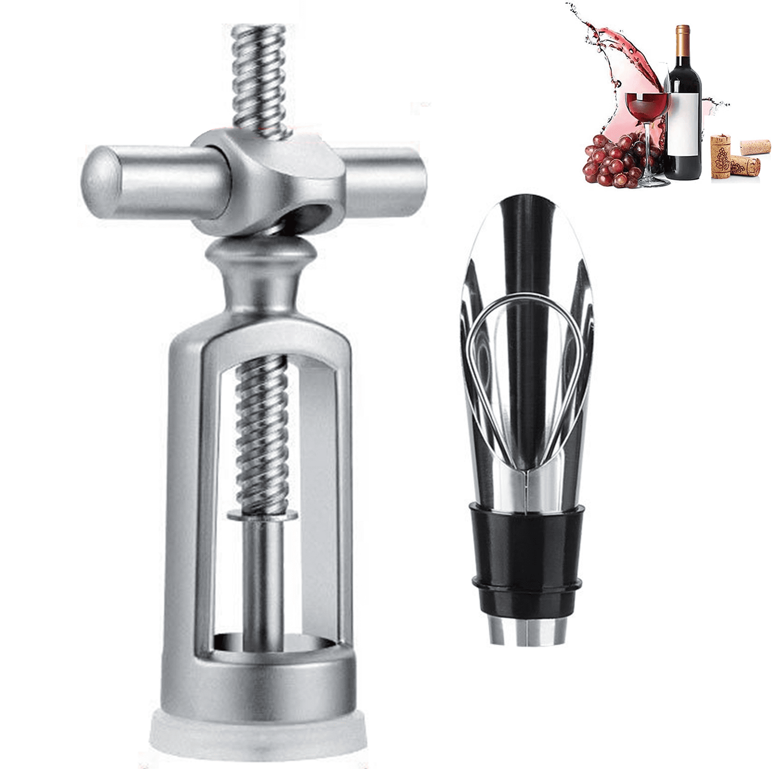 Aurevoir Wine Bottle Opener Wine Pourer Wine Stopper Set Waiter Opener 3in1 Multifunctional