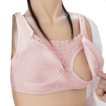 Tanghaowl Women s Front Button Nursing Bra Exposure No Wires Push Up Top Back Bottoming No Wires Sports Bra Bras for Women 36c