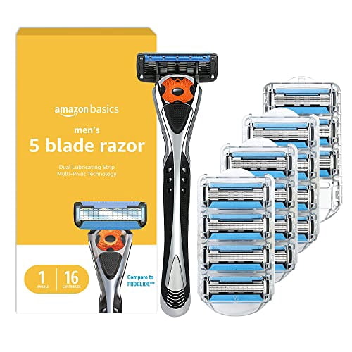 5-Blae MotionSphere Men's Razor with ual Lubrication an Precision Trimmer, 17 Piece Set, 1 Hanle & 16 Cartriges, Black