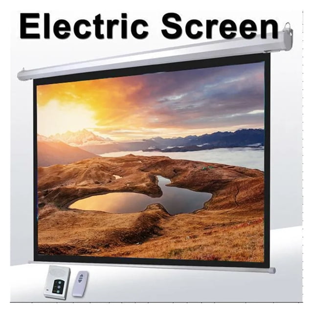 Écran Électrique HD 72 Pouces 4:3 pour Projecteur 3D LED DLP, Écran de Projection Motorisé, Rideau, Télécommande Sans Fil, Facile à Utiliser