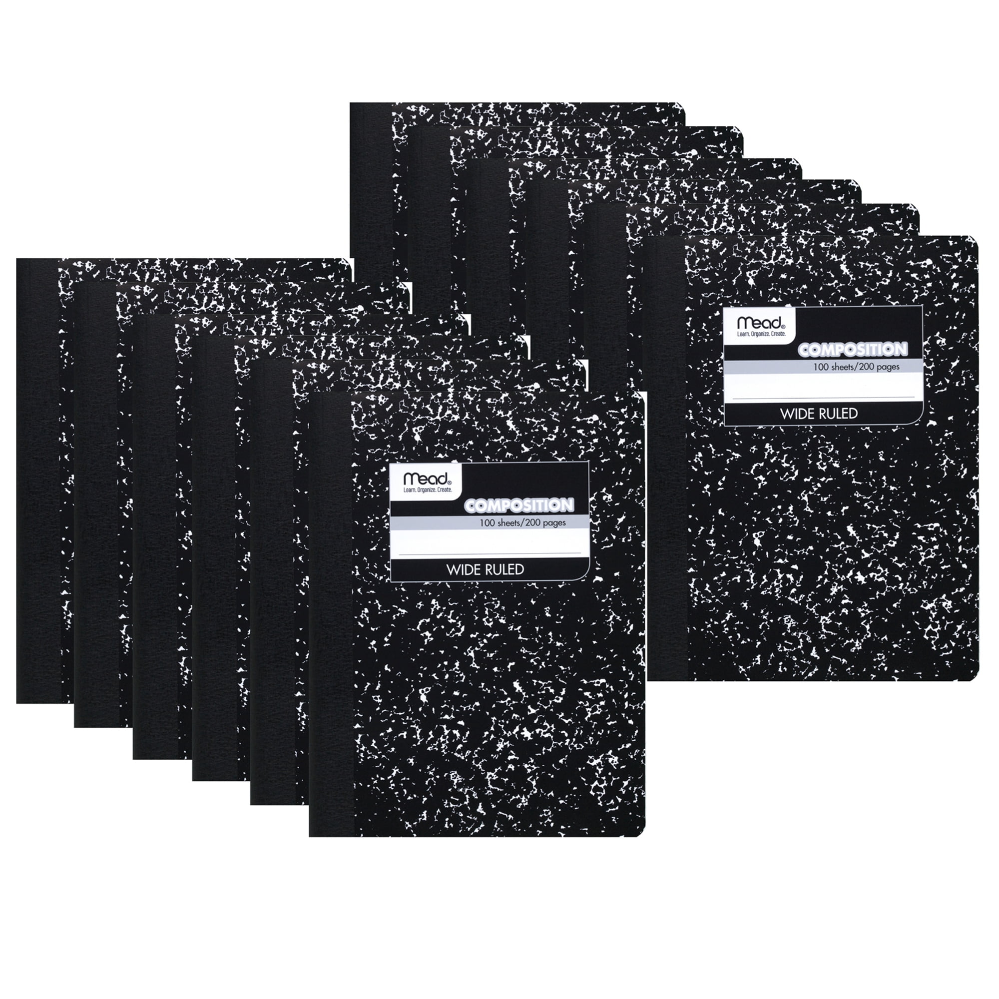 Mead® Black Marble Composition Book, Wide Rule, Pack of 12