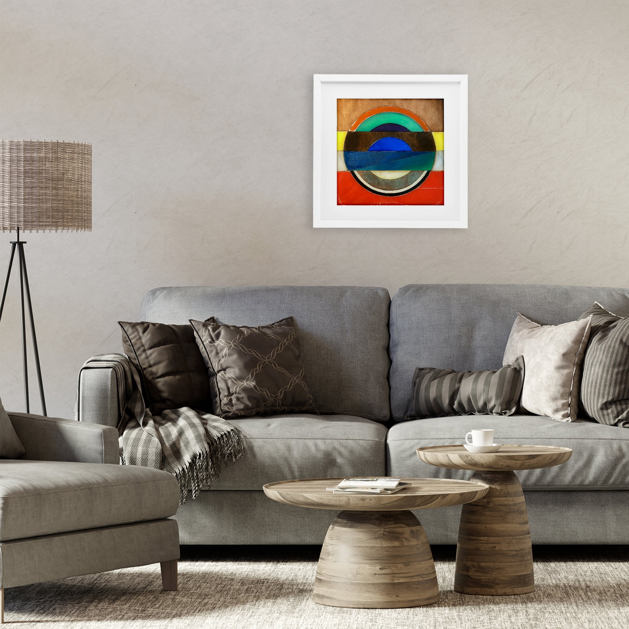 Stupell Industries Bisected Circle Structure White Framed Print Under Glass, design by Matthew Finger