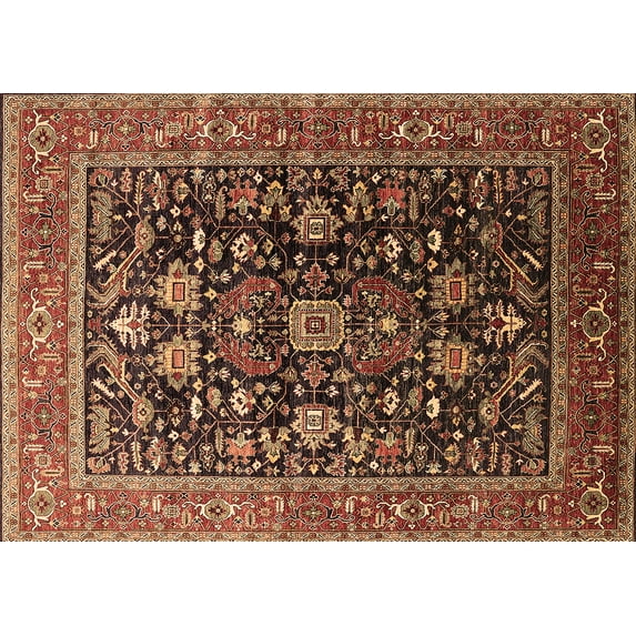 Ahgly Company Indoor Rectangle Oriental Brown Industrial Area Rugs, 8' x 10'