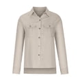 thumbnail image 4 of CAIXIA Women's Casual Long Sleeve Blouse with Pockets Solid Color Shirt Top Comfortable Full Sleeve Design ,Khaki, 4 of 5