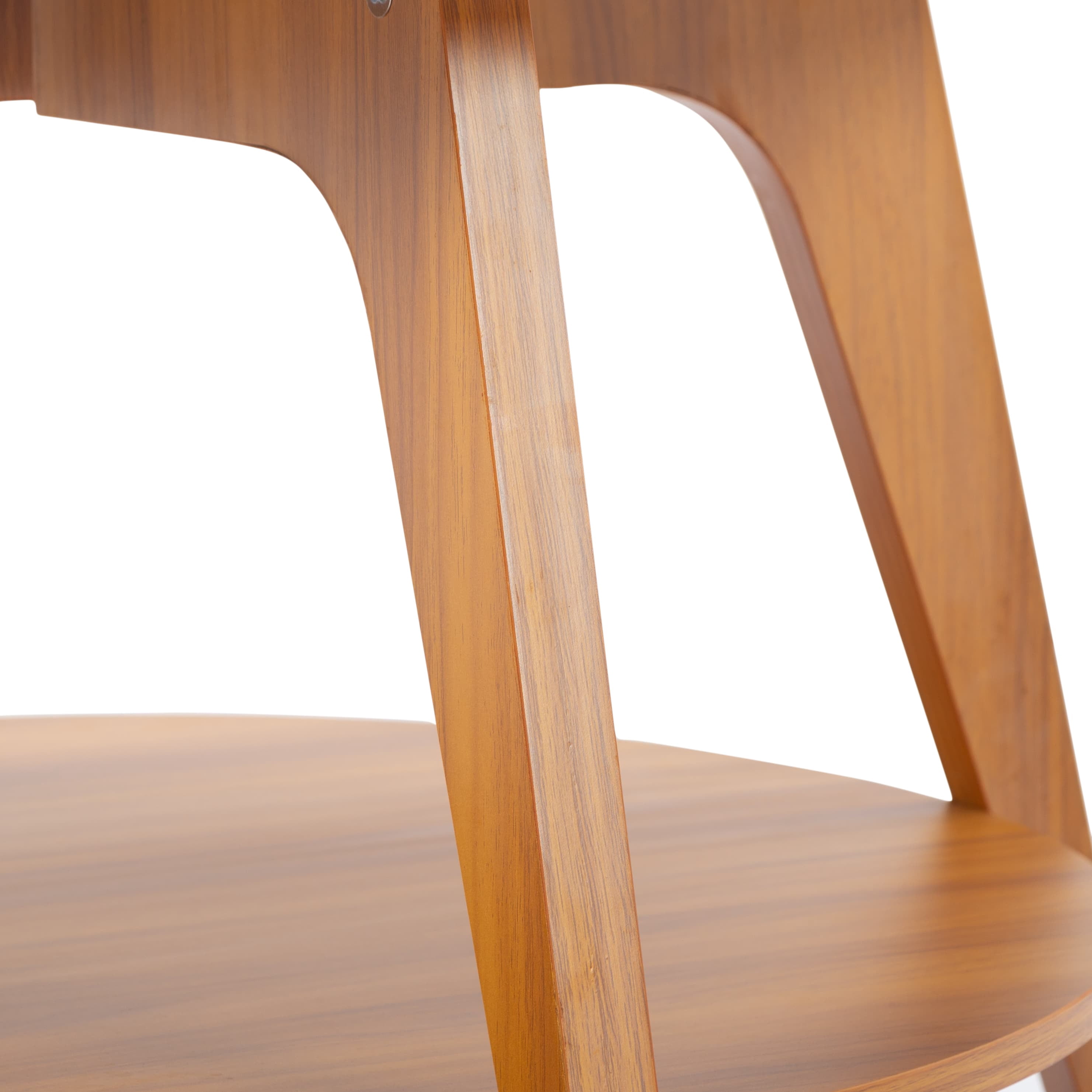 BSHTI 31.5” Round Side Table, 2-Tier Storage Space, Rounded Profile, MDF with Walnut Pattern, Non-Slip Rubber Feet, with Slight Height Adjustable, Natural