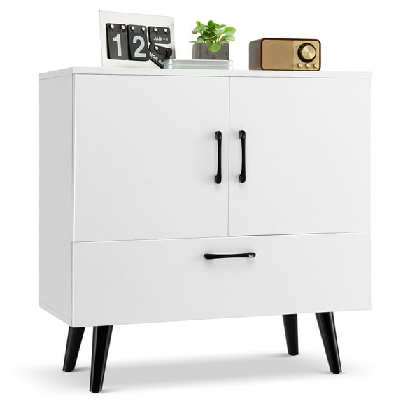 Costway Mid Century Storage Cabinet Accent Buffet Sideboard Entryway Kitchen White