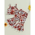 thumbnail image 2 of Coduop Baby Kid Girls Pants Set,Flower Print Sleeveless Sling Camisole and Long Pants Outfit Set, 2 of 9