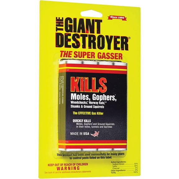 GxIne Giant Destroyer 00333 Gas Bomb - Gopher, Mole and Rat Killer - Pack of 2 4packs (8 Total)