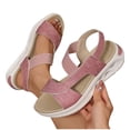thumbnail image 6 of Hopeusnice Sandals for Women Thick-Soled Heel Breathable Non-Slip Open Toe Trendy PU Materials Summer Shoes Soft Women's Sandals Slip-Resistant Walking Shoes Pink 43, 6 of 6