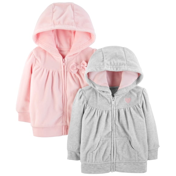 Sudaderas con capucha Simple Joys by Carter's Baby Girls, paquete de 2, 12 meses