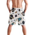 thumbnail image 3 of Dailycode Men's Quick Dry Swim Trunks Beach Shorts Casual Summer Board Shorts with Pockets, Cartoon Space Rockets and Planets, 3 of 8