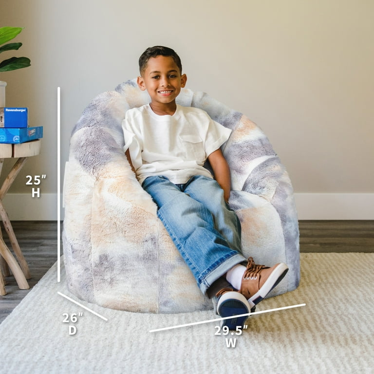 Big Joe Joey Bean Bag Chair, Plushie, Kids/Teens, 2.5ft, Beige Tie
