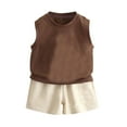thumbnail image 2 of CYRBOKO Athletic Outfit Sets for Boys, Running Sleeveless Comfy Summer Tank Top and Shorts Coffee Size 10-12 T, 2 of 4