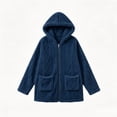 thumbnail image 7 of Enjoytime Fleece Jacket Women Long Sleeve Textured Zip Up Hooded Coat Fall Winter Warm Soft Comfy Casual Mid Length Outerwear, 7 of 7