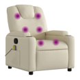 thumbnail image 2 of Massage Recliner Chair Cream - Vibration 6-Point, Adjustable Recliner, Modern Home Theater Seating, 2 of 9