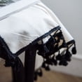thumbnail image 4 of 1 Pair Cotton Hemp Milk White Window Curtains with Black Tassel Edge 59" W x 79" L, 4 of 5
