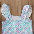 thumbnail image 5 of Musuos Toddler Girls Mermaid Swimwear, 6M-3T Ruffled Sleeveless Fish Scale Print Tutu Skirt Hem One-piece Swimsuits Bathing Suit, 5 of 9