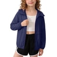 thumbnail image 2 of WQNVRNR Kids Sun Protection Jacket- Zip Up Casual Spring Summer Lightweight Athletic Tops for Girls Navy Size 14, 2 of 5