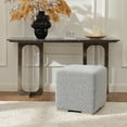 thumbnail image 3 of 18.5" Wide Modern Square Boucle Upholstered Ottoman with Solid Wood Legs, Multi-Functional Sofa Footrest, Side Table, Extra Seating for Living Room, Bedroom, Fully Assembled (Gray), 3 of 14