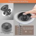 thumbnail image 4 of 3 in 1 Kitchen Sink Plug and Strainer Combo, Kitchen Sink Strainer Stopper Pop-Up Sink Plug Replacement, Stainless Steel Anti-Clogging Sink Strainer Plug for 2.8-3.15inch Sink Drain, 4 of 7