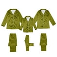 thumbnail image 3 of ZQGJB Christmas Pajamas for Family Silk Satin Pajamas 2024 Long Sleeve Button Down Shirt and Long Bottom Pants Soft Sleepwear Comfy Pjs Loungewear Matching Sets Army Green Dad-XXL, 3 of 7