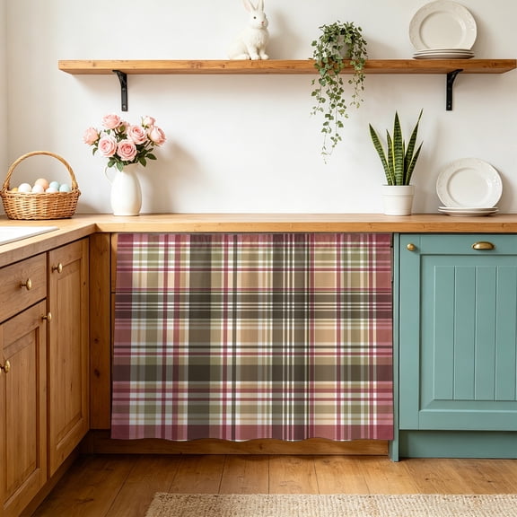 Buffalo Plaid Small Sink Skirt 10"Wx11"L,Dustproof Under Sink Curtain with Self Adhesive Tape,Modern Farmhouse Colorful Checkered Cabinet Curtain Cover for Bathroom Vanity,Kitchen Storage Shelf,RV