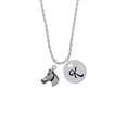 thumbnail image 2 of Delight Jewelry Silvertone Horse Head Silvertone Script Initial Disc - K - Charm Necklace, 20"+3", 2 of 4