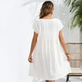 thumbnail image 5 of Womens Summer Midi Dress Casual Short Sleeve Cotton Linen Dress Flowly Beach Tunic Sundresses with Pockets 2025 S white, 5 of 9