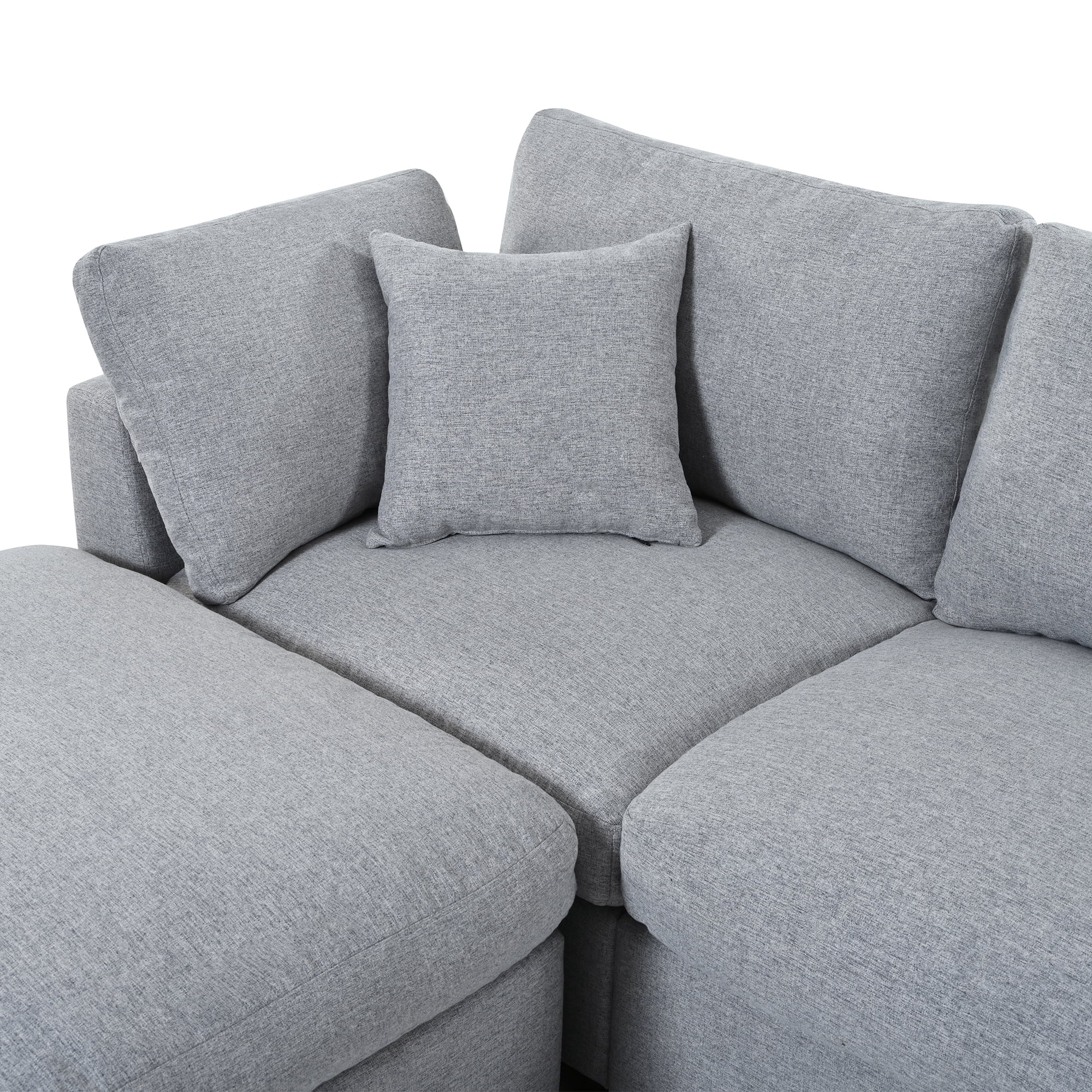 Mintazer 128" Large U-Shaped Modular Sectional Sofa with 2 Removable Ottomans, Chenille Upholstered 6 Piece Sofa with Cushions for Living Room, Grey