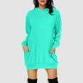 thumbnail image 2 of Women's Fashion Casual Long Sleeve Hoodie Dress Comfortable Pullover Solid Color Stylish Wear Outfit, 2 of 2