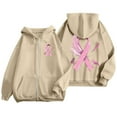 thumbnail image 5 of Breast Cancer Awareness Hoodies for Women 2025 Fleece Lined Zip Up Hoodie with Pockets Hooded Sweatshirt Pullover Tops, 5 of 7