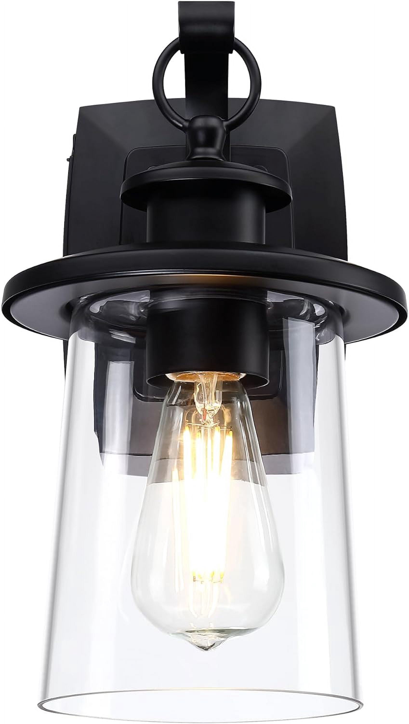 Revtronic Outdoor Wall Light w/ GFCI Outlet, Matte Black Exterior Lighting Fixture for House Patio Garage