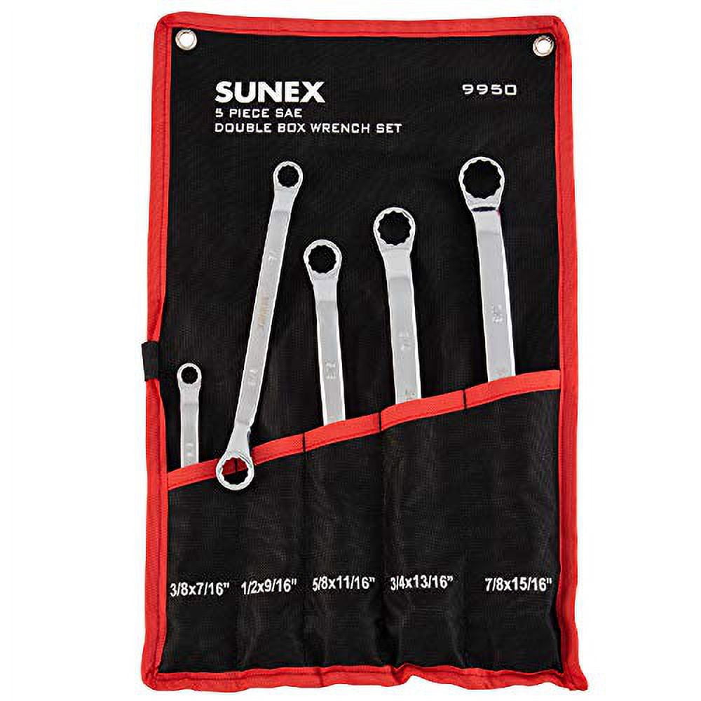 Sunex 9950 5-Piece Fractional SAE Double Box End Wrench Set
