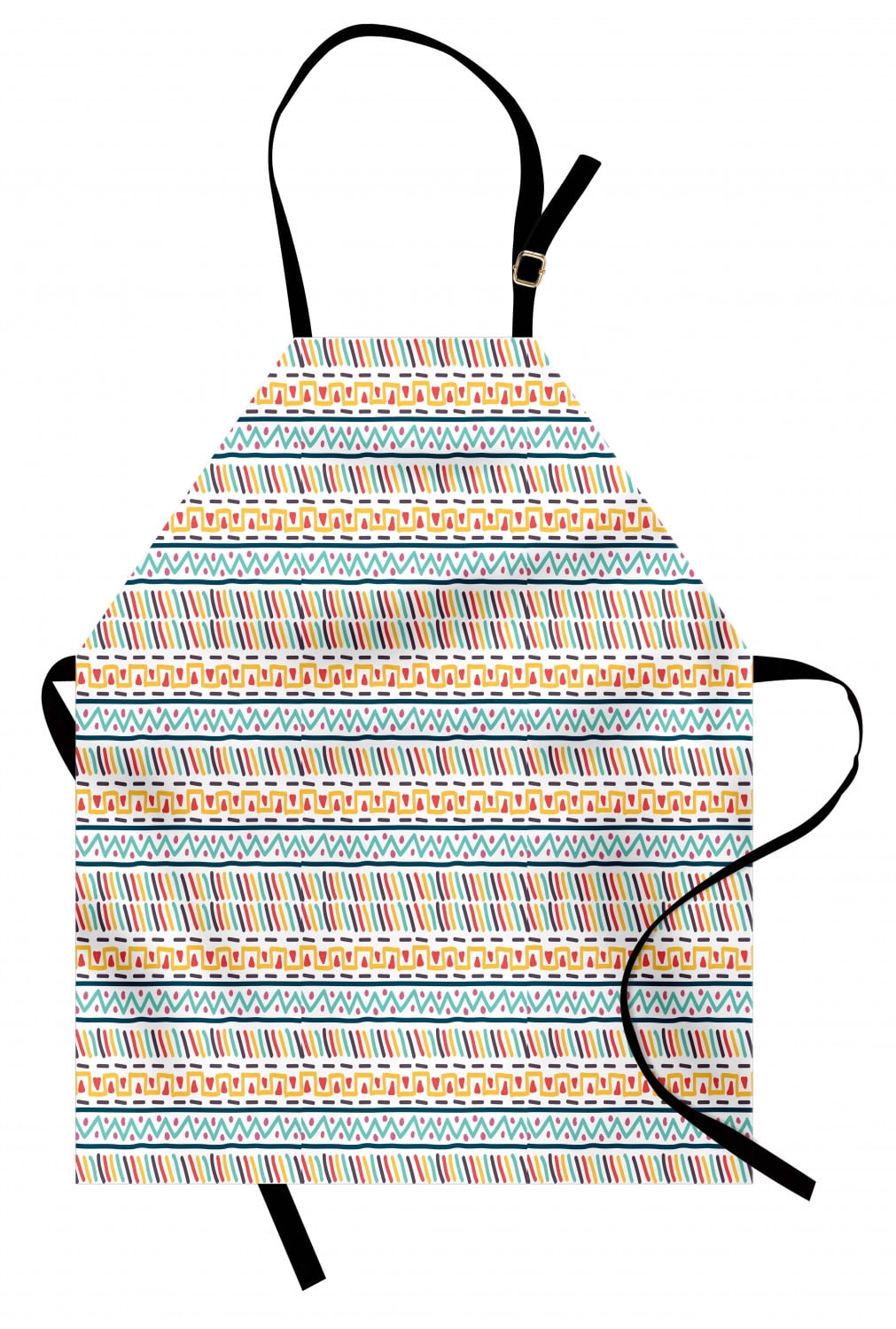 Abstract Apron Doodle Style Colorful Shapes Herringbone Zigzag Lines ...