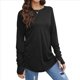 thumbnail image 1 of Blusas de Otoño de Moda para Mujer, Camisas de Larga Extragrandes con Agujeros para los Pulgares, Ropa Informal de Cuello Redondo, Corte Holgado, Ropa de Moda. Negro M, 1 of 8