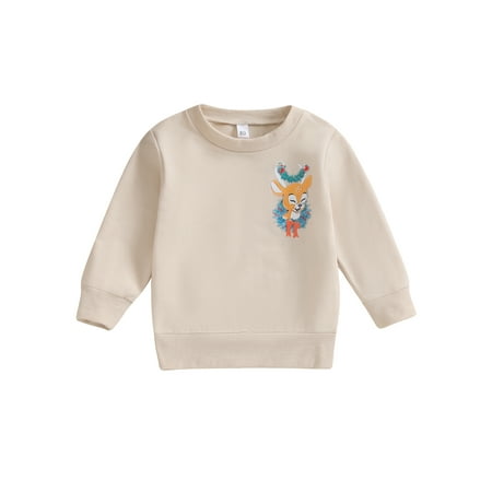 

Baby Christmas Sweatshirts Cute Deer Print Long Sleeve Loose Pullover