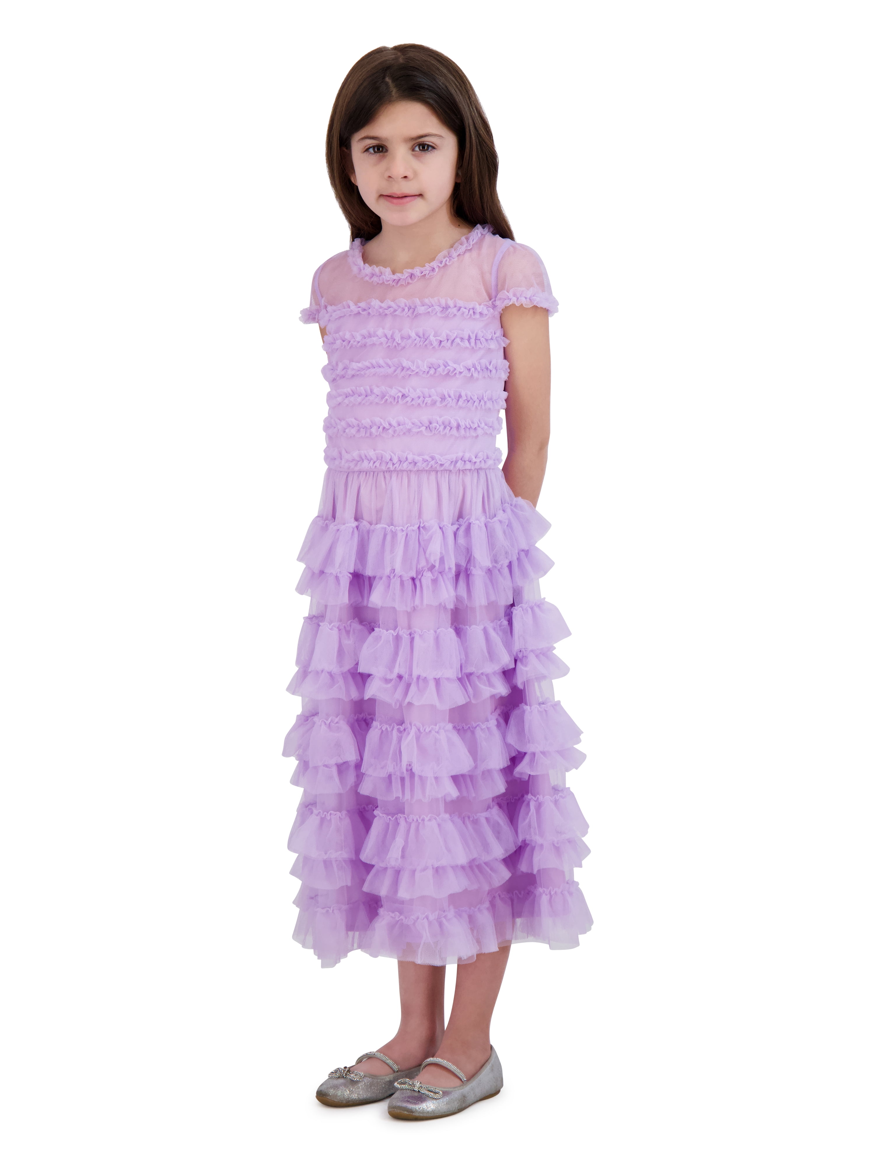 Kensie Girl Ruffle Mesh Special Occasion Dress, Sizes 4-16