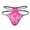 Hot Pink, variant on Women's Shiny Silver Ribbon Hollow T Pants Thong Underwear Beige S
