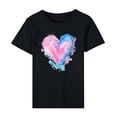 thumbnail image 6 of Fartey Plus Size Valentine's Day Shirt for Women Funny Love Heart Print Short Sleeve Crewneck Tees Loose Fit Casual Holiday Tshirt Fashion Party Tops Black XL, 6 of 6