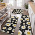 thumbnail image 2 of Black White Flower Pattern Kitchen Rugs Sets Of 3,Kitchen Runner Rugs Non Skid Washable,Decorative Kitchen Floor Mats for Kitchen,Sink,Laundry,17"x30"+ 17"x47" + 17"x59", 2 of 6