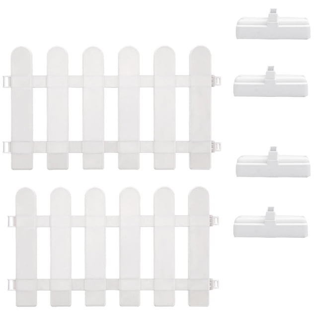 Homoyoyo 1Set White PVC Decorative Garden Fence with Base for Yard and Flowerbed Border Outdoor Use