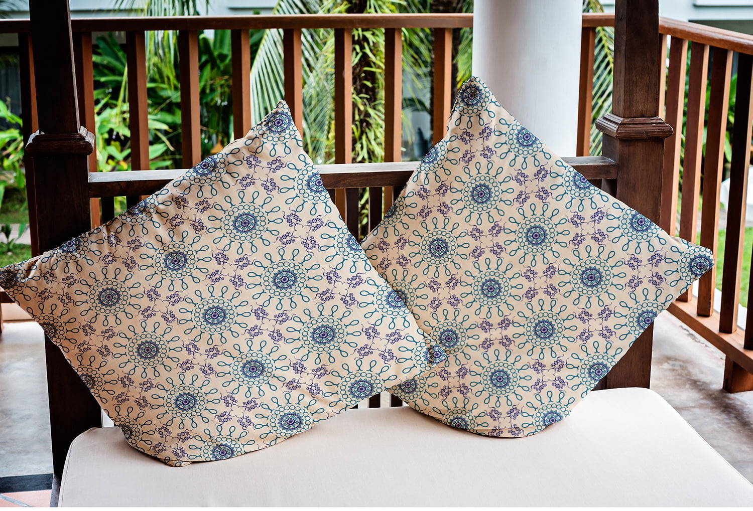 Simply Daisy 20" x 20" Sun Tile Indoor/Outdoor Polyester Throw Pillow, Autumn Blue